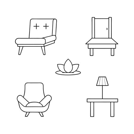 Creative Icons for Therapy Room Furnitureのイラスト素材