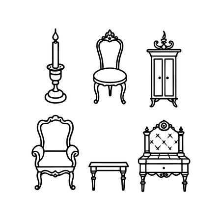 Icons for Victorian Parlor Furniture Designのイラスト素材