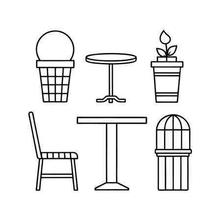 Creative Icons for Urban Cafe Patioのイラスト素材