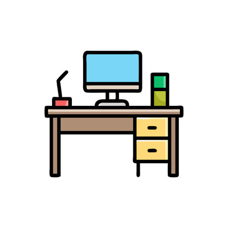 Workstation Desk Icon for Functional Designのイラスト素材