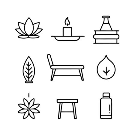 Wellness Retreat Furniture Icons for Designのイラスト素材