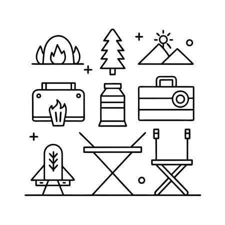 Illustrative Icons for Wilderness Survival Gearのイラスト素材
