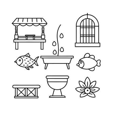 Water Garden Furniture Icons for Designのイラスト素材