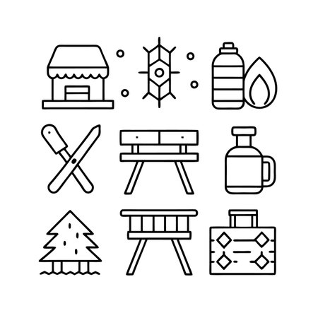 Wilderness Survival Gear Icons for Designのイラスト素材
