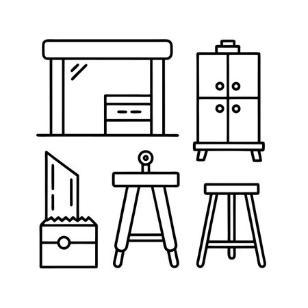 Workshop Wooden Furniture Icons for Designのイラスト素材