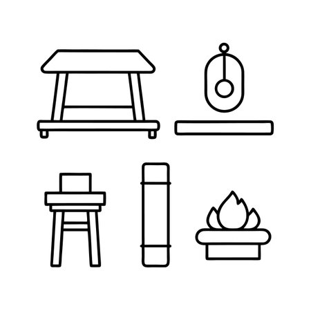 Yoga Studio Furniture Icons for Designのイラスト素材