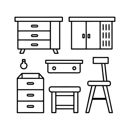 Creative Icons for Workshop Wooden Furnitureのイラスト素材