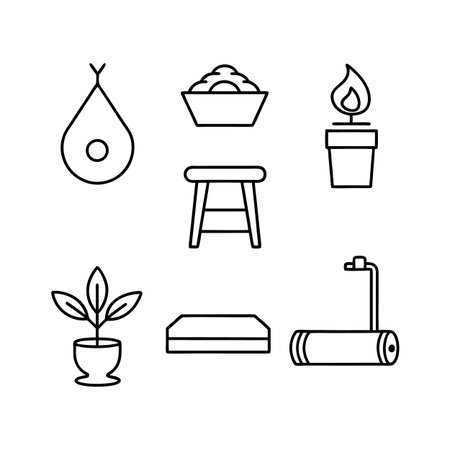 Yoga Studio Furniture Icons for Relaxationのイラスト素材