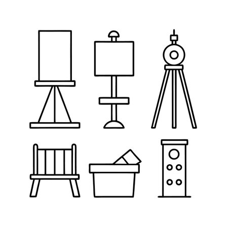 Elegant Artist Gallery Furniture Icons Setのイラスト素材