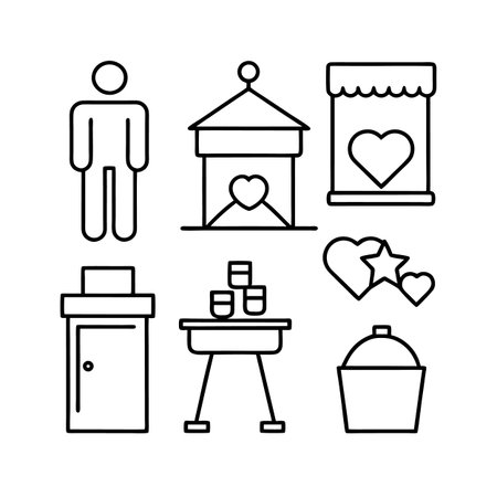 Charming Charity Event Furniture Iconsのイラスト素材