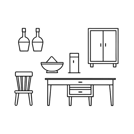 Illustrative Icons for Scandinavian Dining Setのイラスト素材