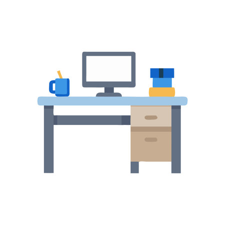 Illustrative Workstation Desk Icon for Designのイラスト素材