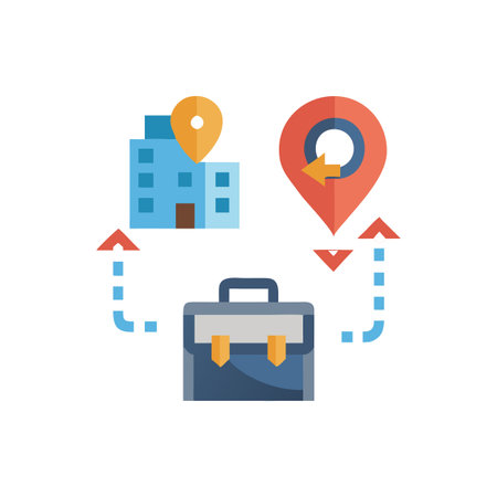 Dynamic Business Relocation Strategy Iconのイラスト素材