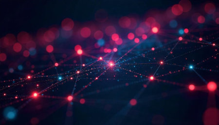 Abstract network connection visualization with glowing nodes and lines