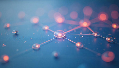 Abstract network connections represented by glowing nodes and lines