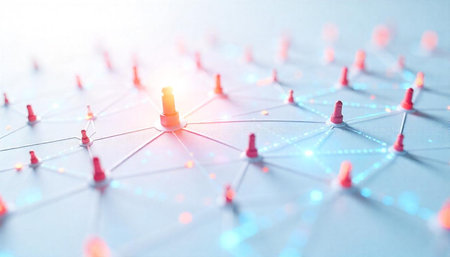 Network connection concept with pins and glowing lines