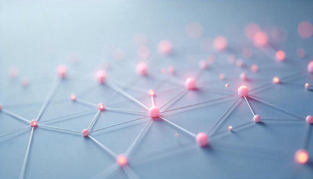 Abstract network connection background with glowing spheres and lines