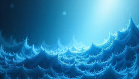 Blue ocean waves with sunlight, abstract digital art