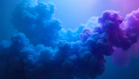 Abstract blue and purple cloudscape with smoky texture effect