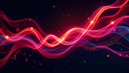 Abstract flowing lines with dynamic glowing light effects