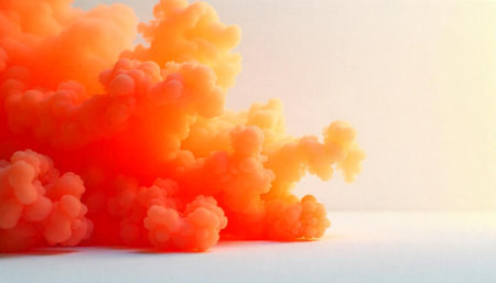 Abstract Orange and Yellow Ink Cloud Explosion in Water