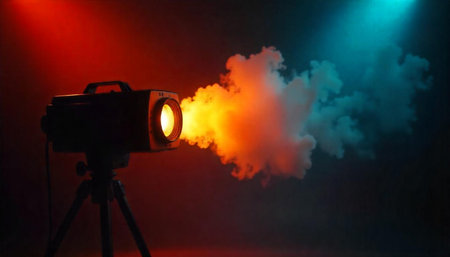 Professional stage lighting effect with smoke and color gels