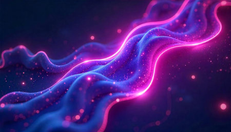 Abstract glowing waves in purple and pink tones