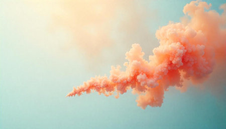 Wispy cloud of soft pink smoke against a light sky