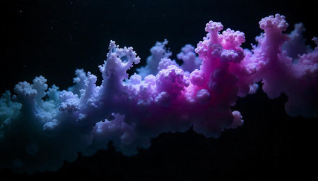 Abstract gradient of textured clouds against a dark background