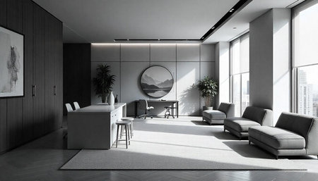 Modern executive office interior with contemporary design elements