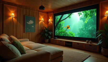 Modern Living Room with a Home Theater System