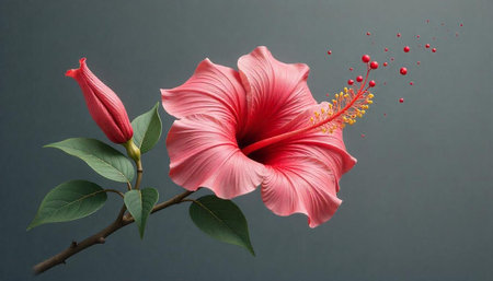 Hibiscus flower in full bloom with petals and stem
