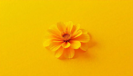 Vibrant yellow flower on matching background creating minimalist feelの写真素材
