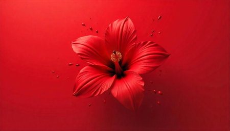 Vibrant red hibiscus blossom with delicate floral elegance