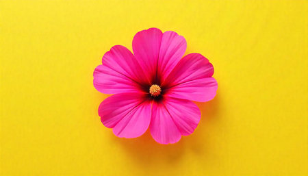 Pink flower blossom with yellow background center composition