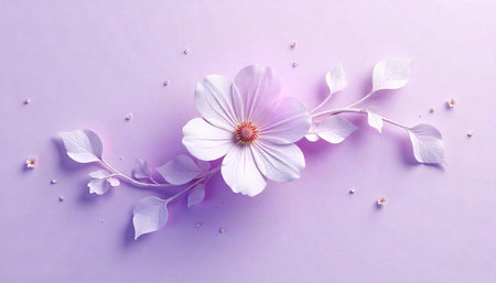 Floral arrangement on light purple background creating a soft aesthetic