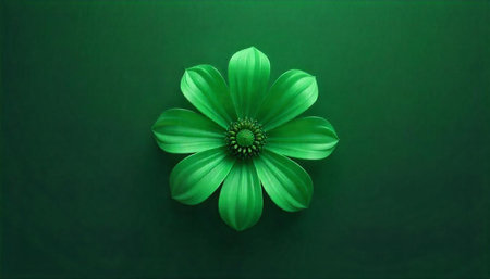 Green flower blossom on monochrome background, centered, minimalistic design