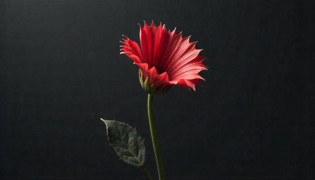 Elegant red Gerbera flower against a dark gray backdrop