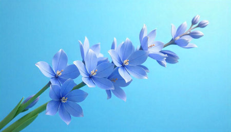 Delicate blue flowers arranged gracefully against a vibrant backdrop
