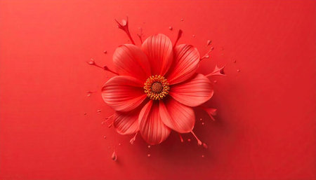 Elegant red flower with a monochromatic background design art