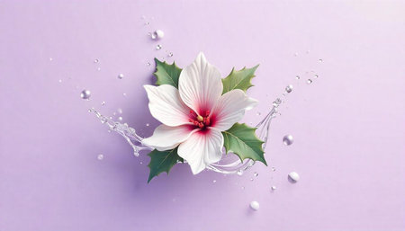 Elegant floral design with water droplets and pastel background
