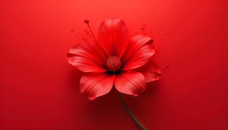 Elegant single red flower on monochrome background studio shot