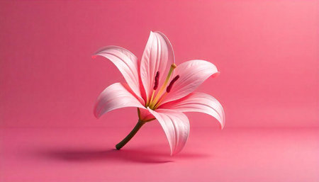 Elegant Pink Lily Blossom on Monochromatic Pink Background