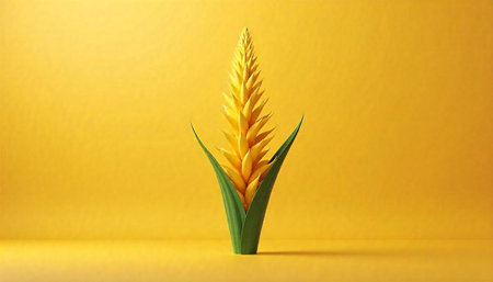 Isolated stylized flower on yellow gradient background studio shot
