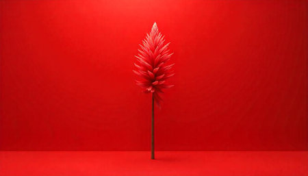 Red floral bloom on a red monochromatic background