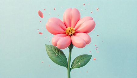 Pink flower illustration on a pastel background