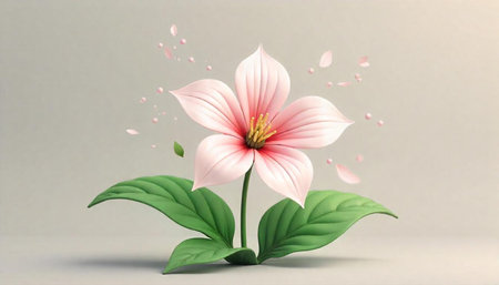 Elegant floral illustration of a stylized pink flower blossom