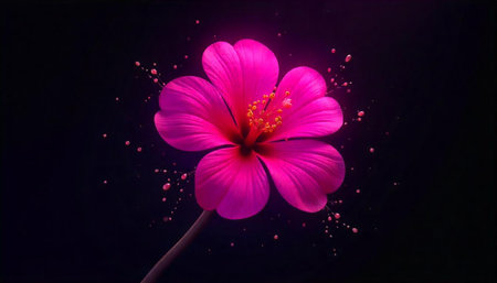 Elegant pink hibiscus flower with abstract color burst design