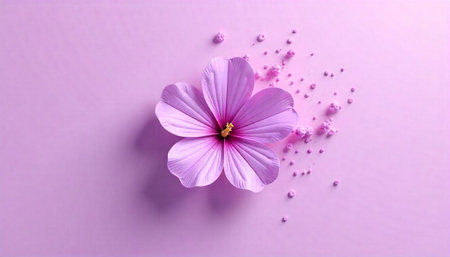 Elegant purple flower composition with pastel background and small blossoms