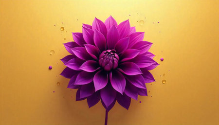 Dramatic purple dahlia flower on golden background, floral wallpaper